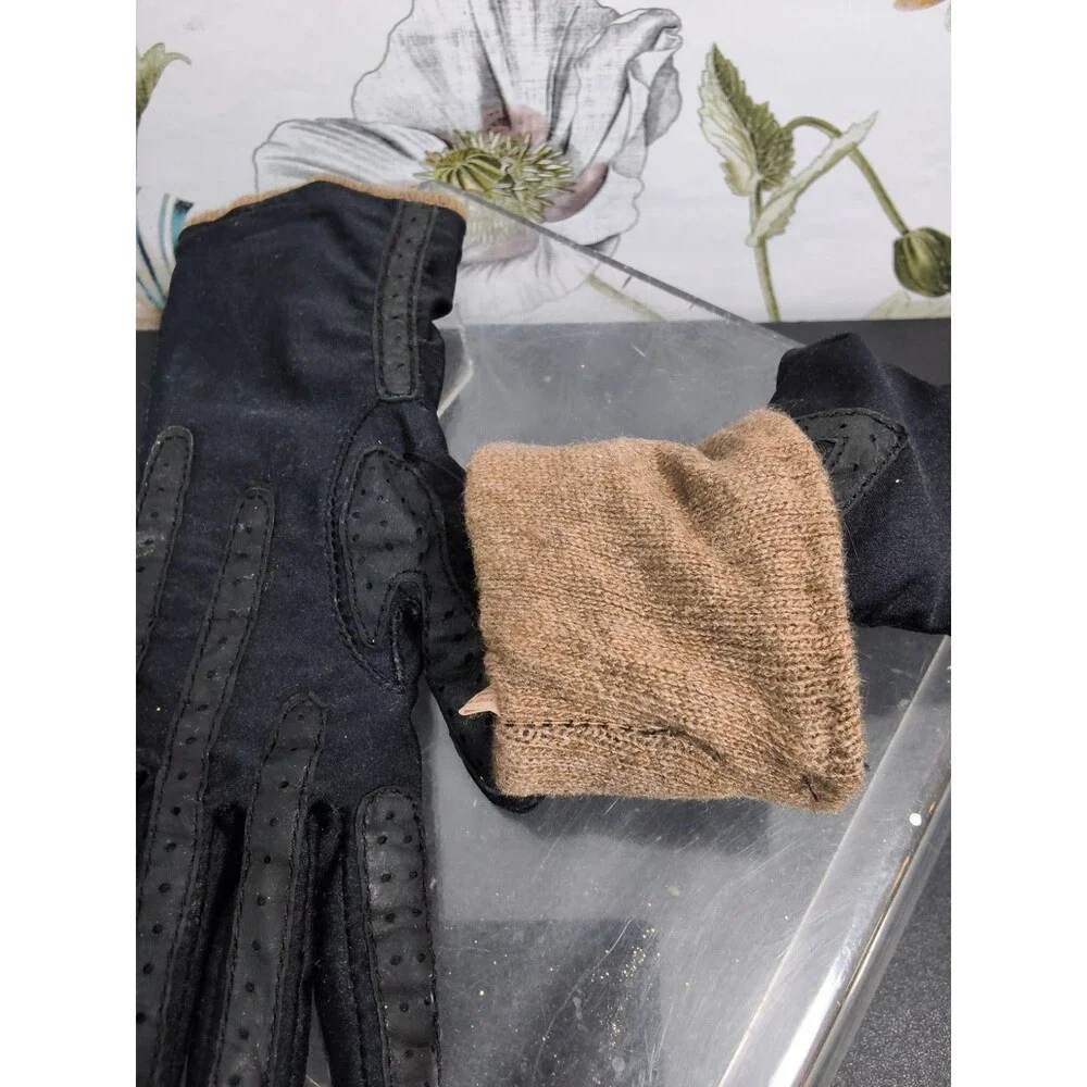 3Pairs Isotoner Leather Lined Driving Gloves Size M Wrist Length Brown & Black